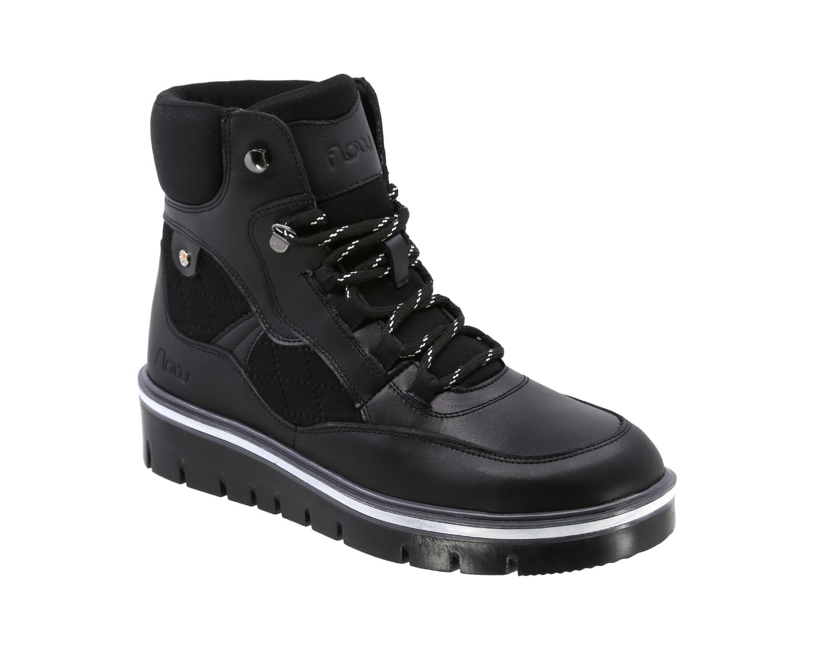 Botas Urbanas Triples Flow De Piel color Negro para Mujer