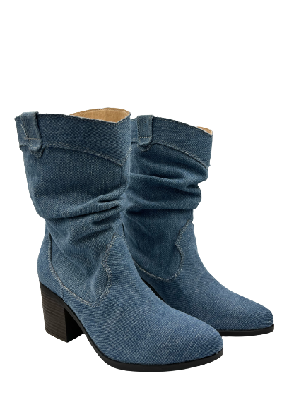 Foto 1 | Bota Cowboy de Mezclilla Zenda Shoes ZEN1524M Azul sin Cierre para Dama
