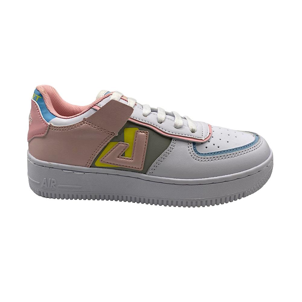 Foto 2 pulgar | Tenis Apoort 504 Choclo Blanco Rosa Gris Para Mujer