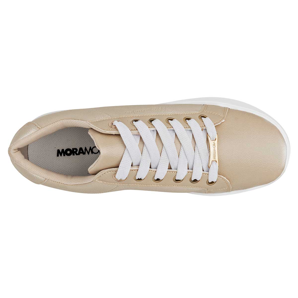 Foto 3 pulgar | Tenis Urbanos MoraMora Beige 109657-1 para Mujer