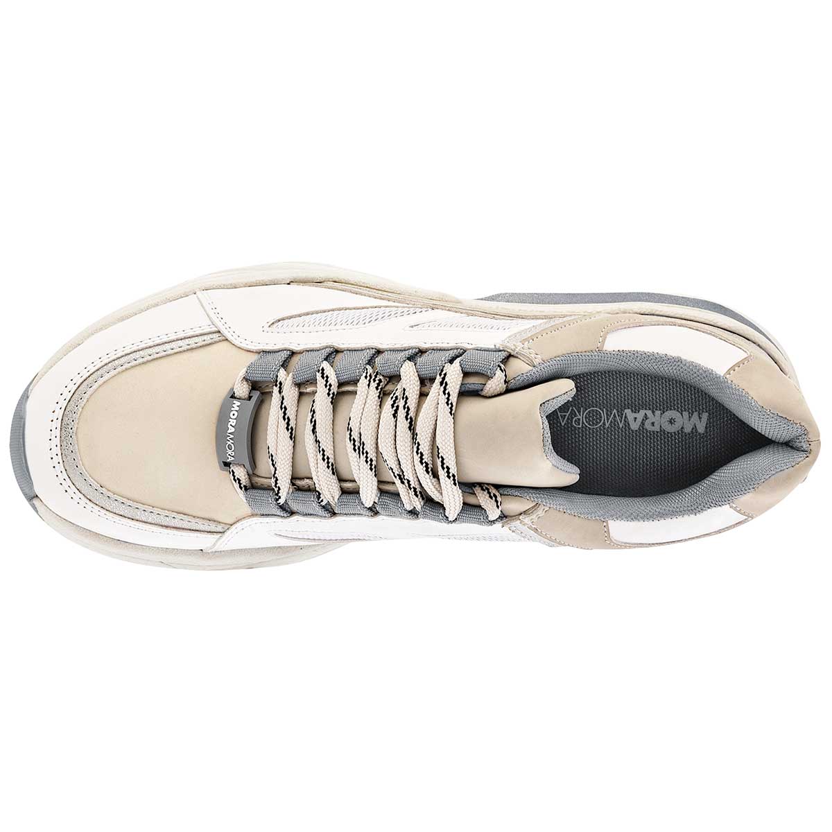 Foto 2 | Tenis Urbanos MoraMora Blancos con Beige para Mujer