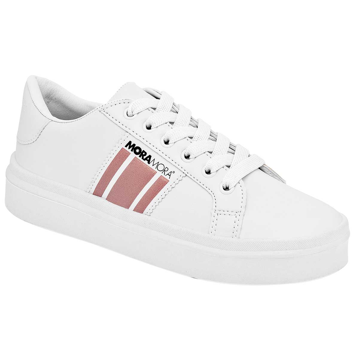 Foto 2 pulgar | Tenis Urbano Moramora Blanco con Rosa Código 101815-1 para Mujer