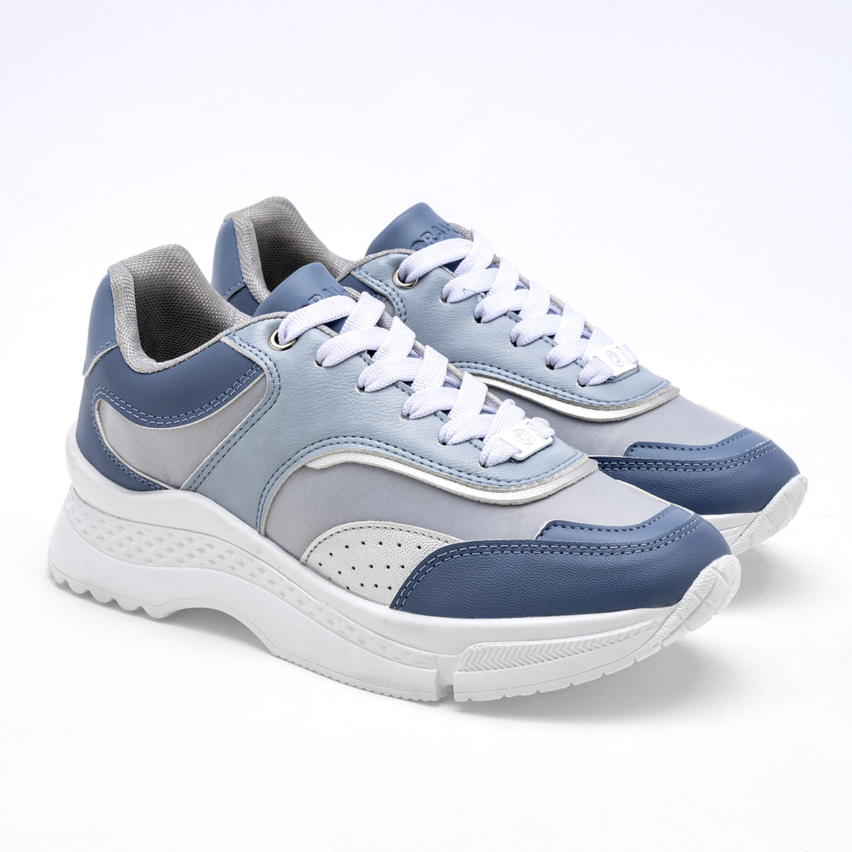 Foto 3 pulgar | Tenis Urbano Moramora Azul con Plata Código 121341-e para Mujer