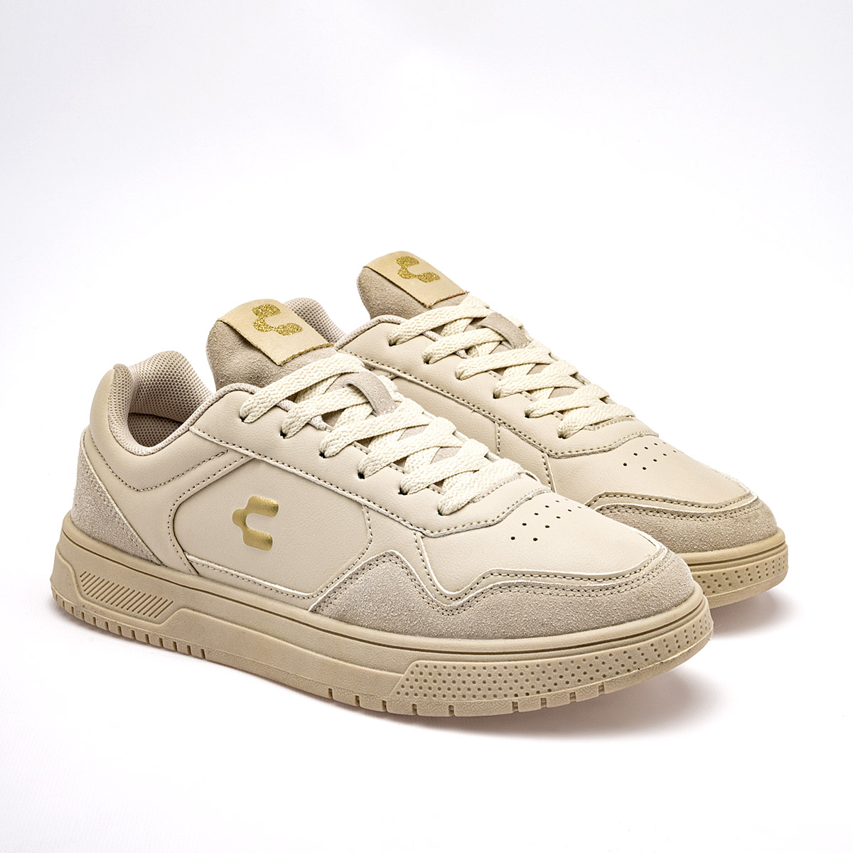 Foto 3 pulgar | Tenis Urbanos para Mujer Charly Beige Importados 120253-1