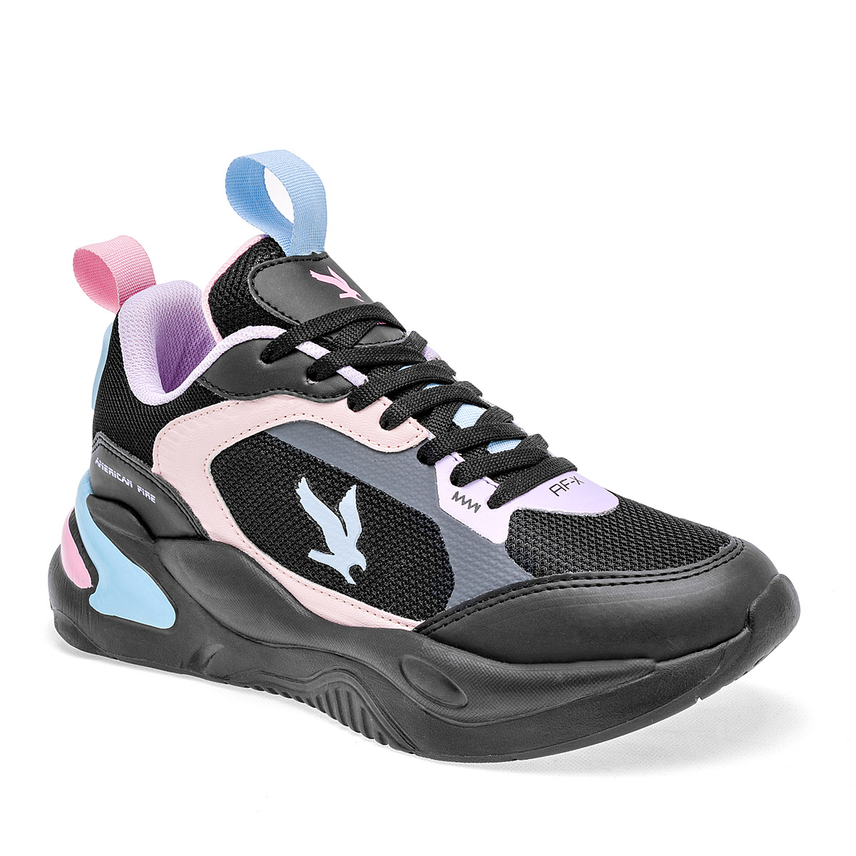Foto 2 pulgar | Tenis Urbanos American Fire Negros Rosa Lila para Mujer