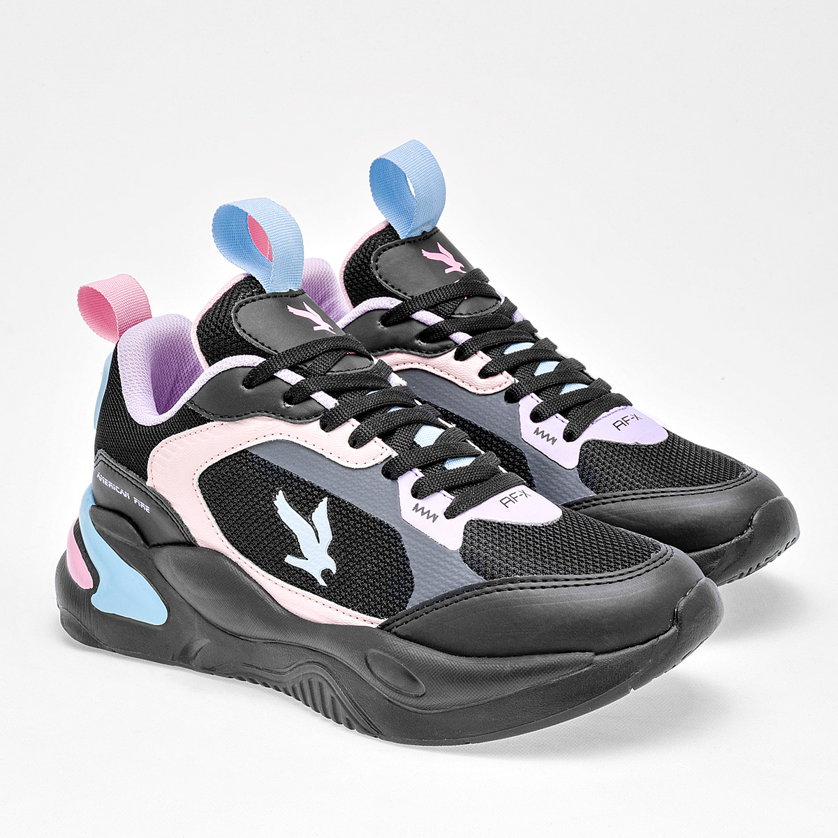 Foto 2 | Tenis Urbanos American Fire Negros Rosa Lila para Mujer