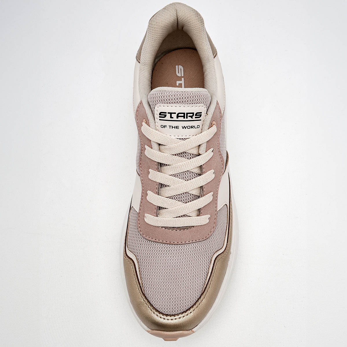 Foto 3 pulgar | Tenis Urbanos Stars Of The World Beige 125781-e para Mujer