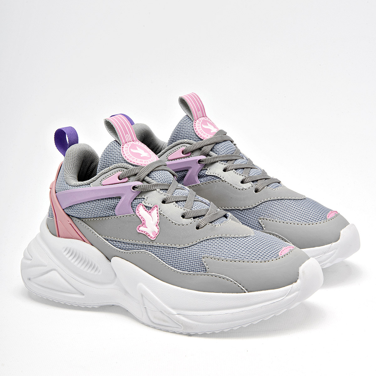 Foto 3 pulgar | Tenis Urbanos American Fire Gris Rosa Lila 126699-e para Mujer