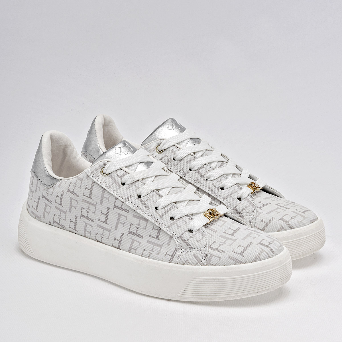 Foto 3 pulgar | Tenis para Mujer Ferrioni Blancos con Plateado