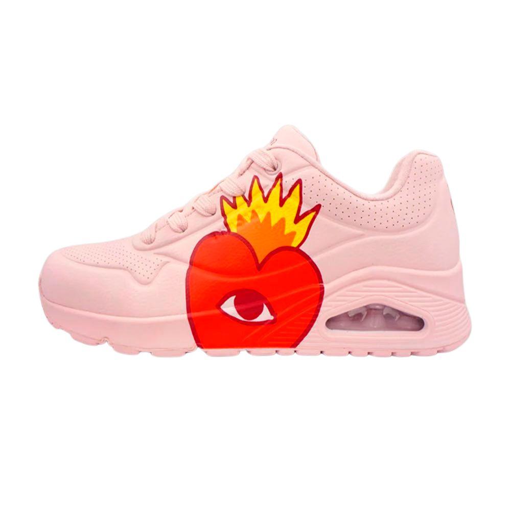 Tenis Skechers Uno Ricardo Cavolo Flaming Heart Mujer Rosa