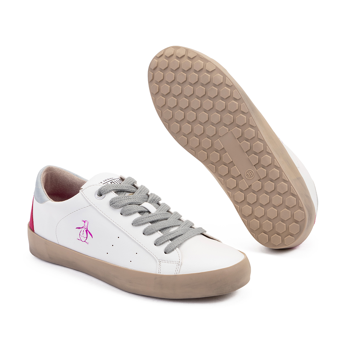 Tenis Original Penguin Style Leah Blanco Rosa Para Mujer