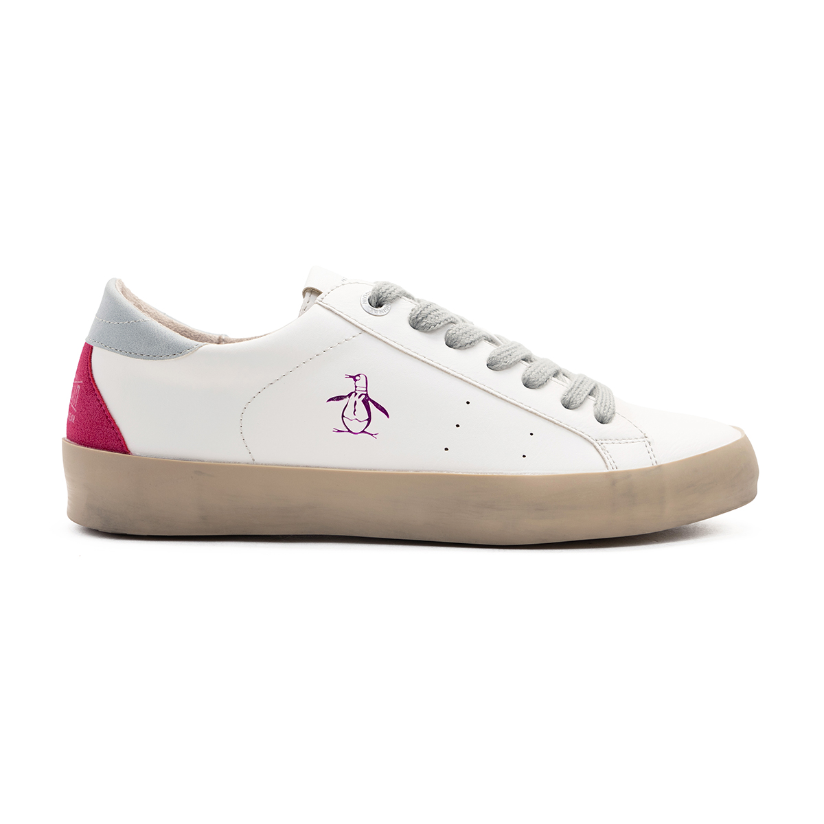 Foto 3 pulgar | Tenis Original Penguin Style Leah Blanco Rosa Para Mujer