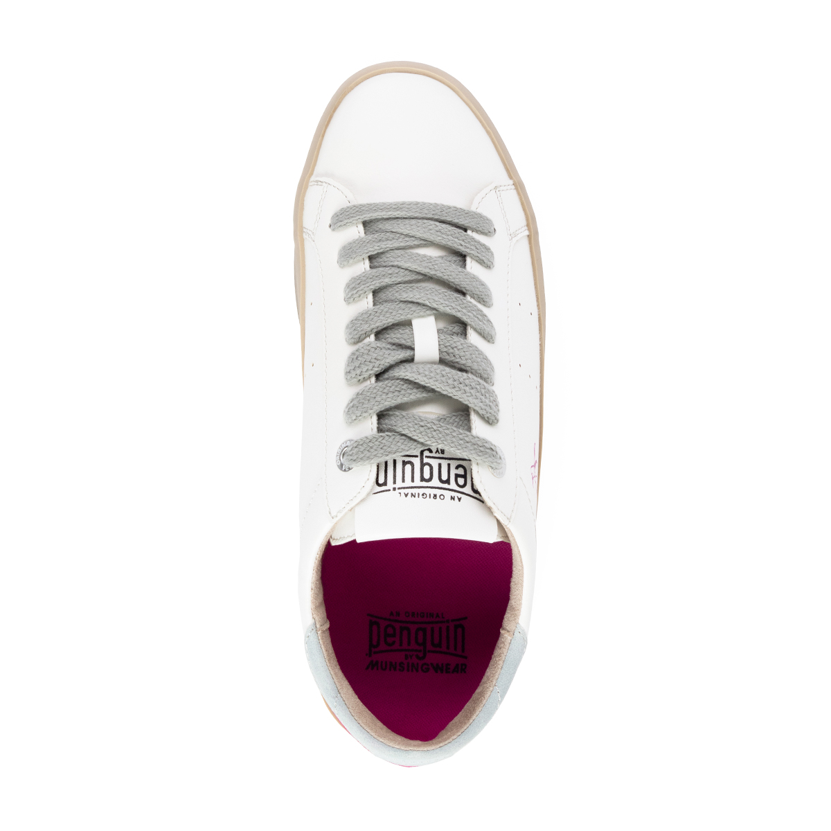 Foto 8 pulgar | Tenis Original Penguin Style Leah Blanco Rosa Para Mujer