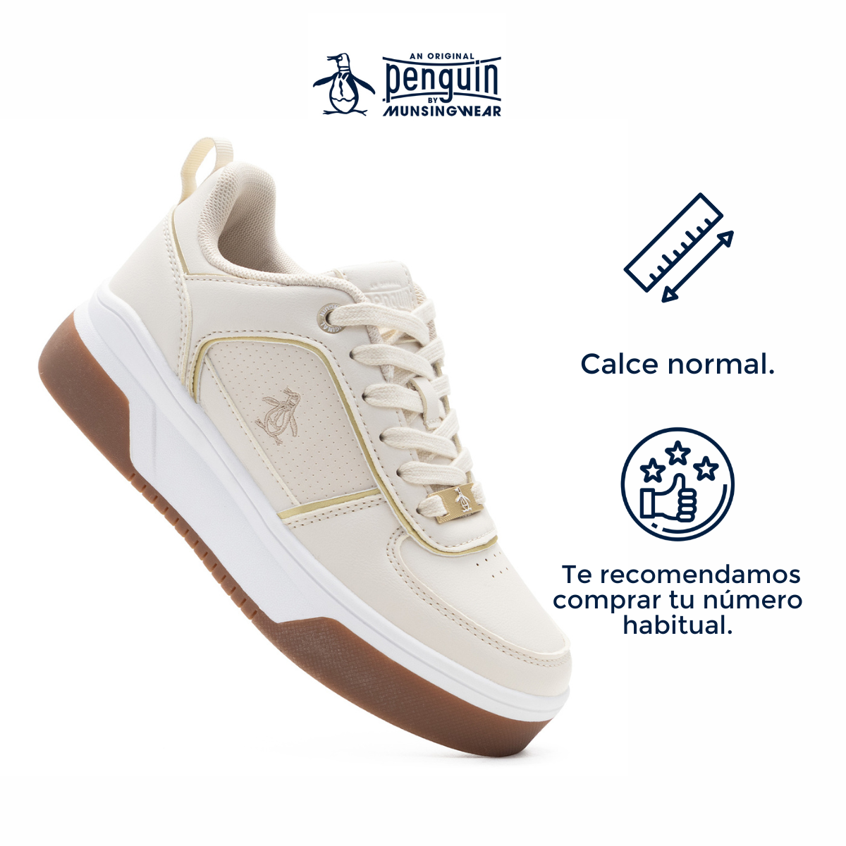 Foto 4 pulgar | Tenis Original Penguin Style Harper Beige Para Mujer
