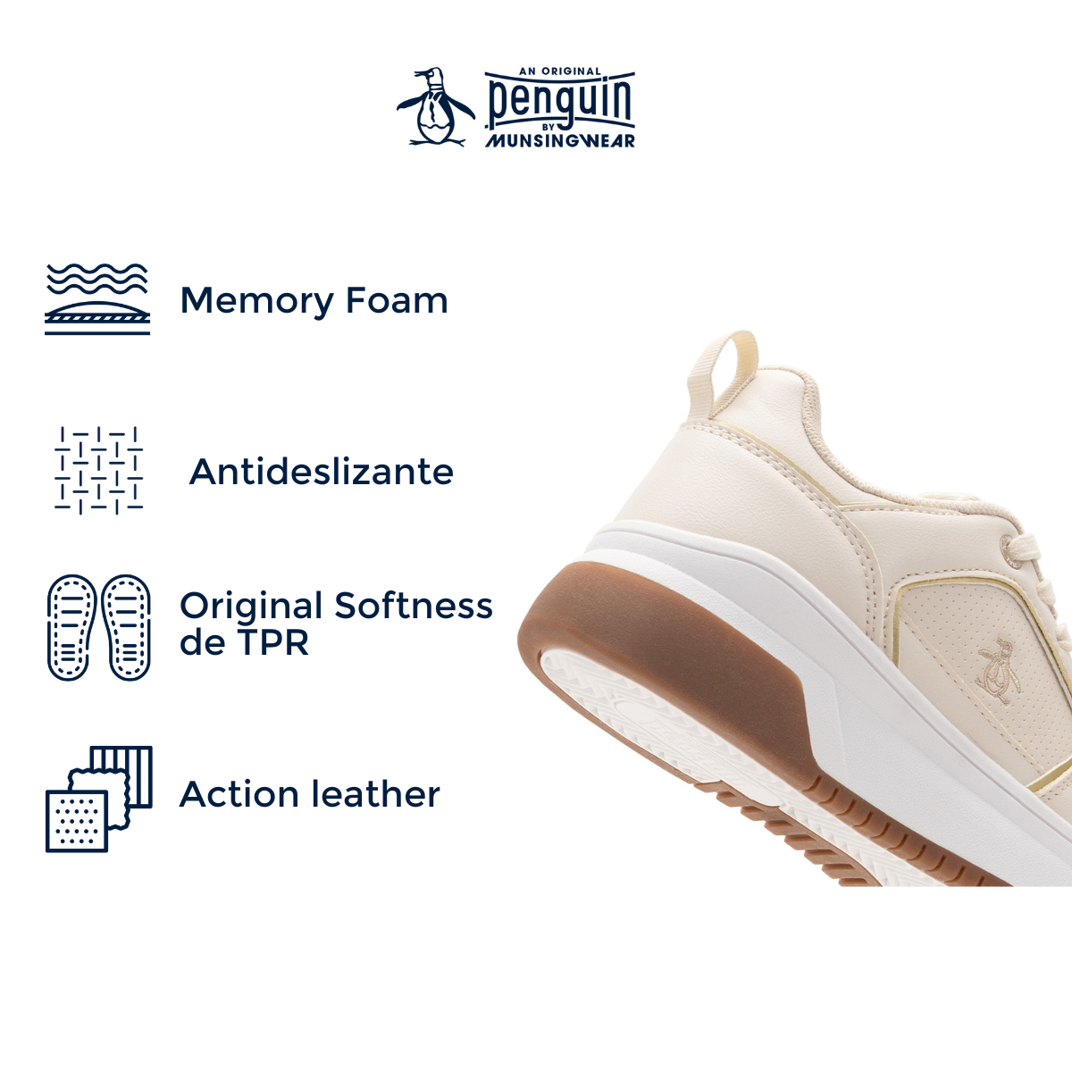 Foto 5 pulgar | Tenis Original Penguin Style Harper Beige Para Mujer