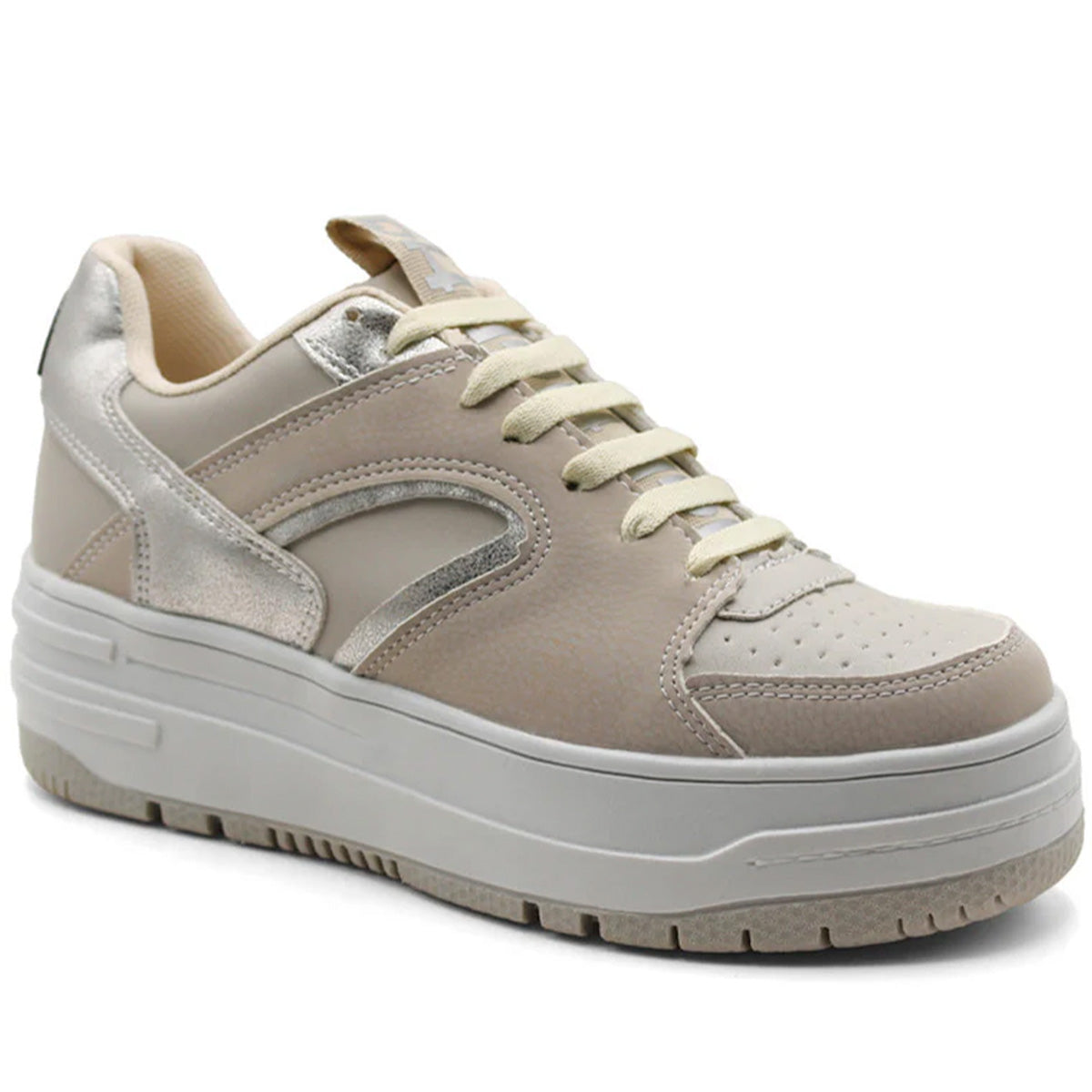 Foto 1 | Tenis Con Cordones Exterior Sintético Color Beige  Para Mujer De Rbcollection