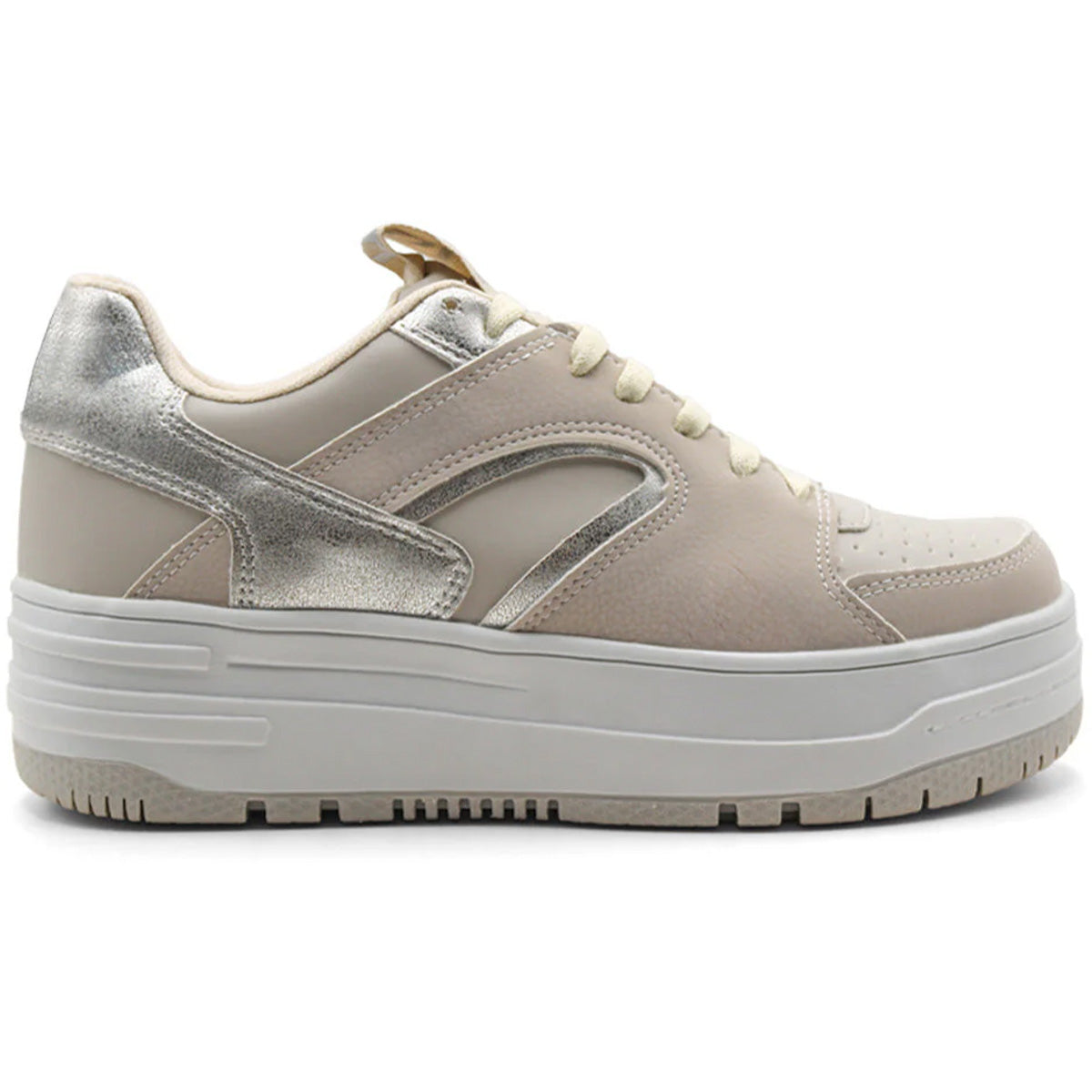 Foto 2 | Tenis Con Cordones Exterior Sintético Color Beige  Para Mujer De Rbcollection