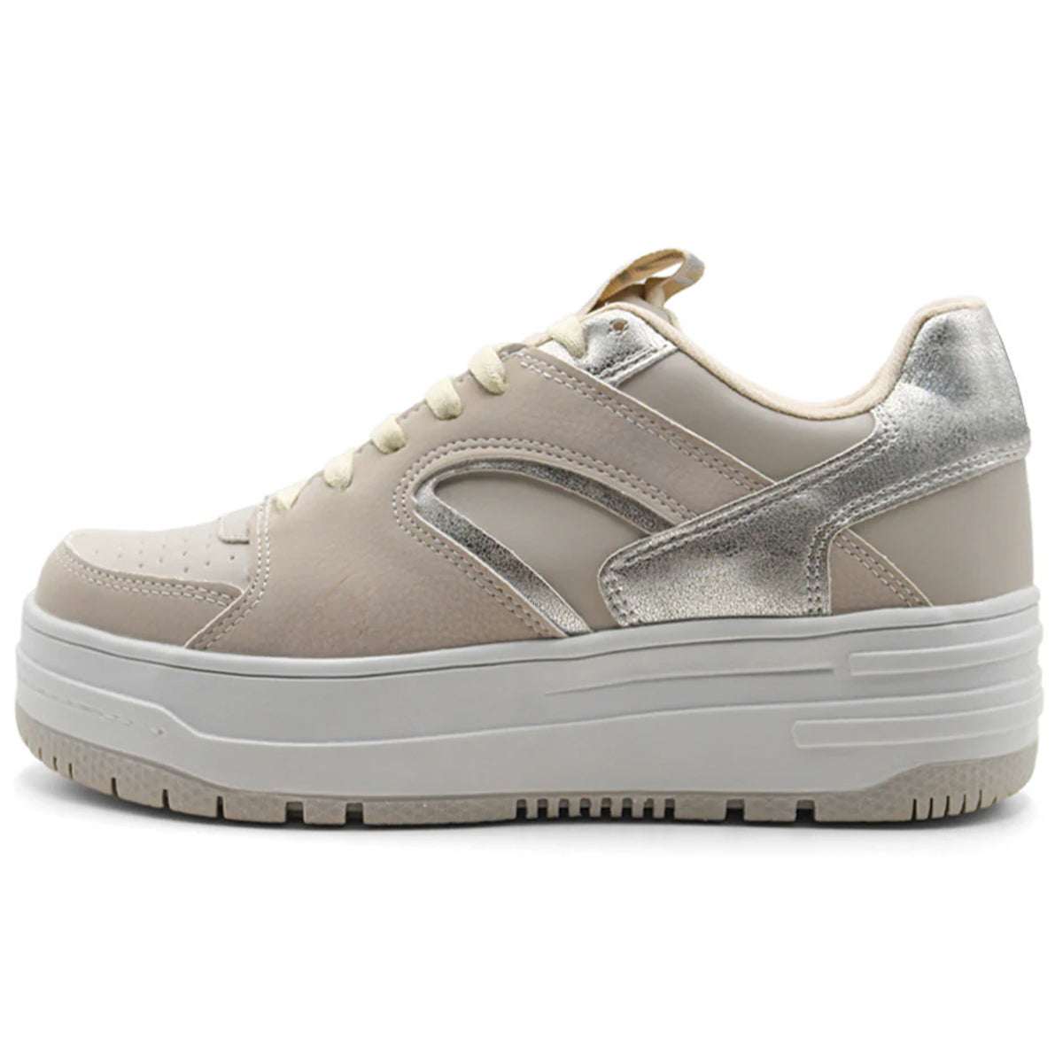 Foto 6 pulgar | Tenis Con Cordones Exterior Sintético Color Beige  Para Mujer De Rbcollection