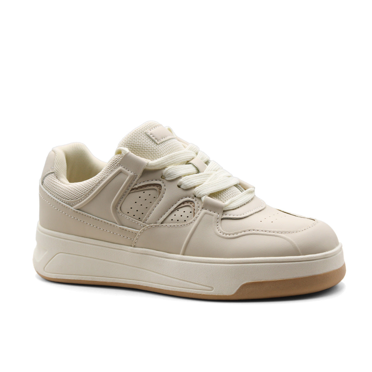 Foto 1 | Tenis Con Cordones Exterior Sintético Color Beige  Para Mujer De Rbcollection