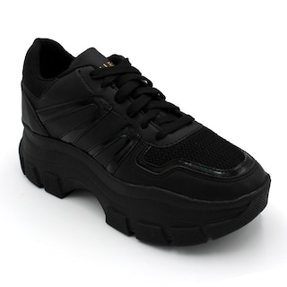 Foto 1 | Tenis Tipo Deportivo Exterior Piel Vegana Color Negro Para Mujer De Rbcollection