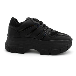 Foto 2 | Tenis Tipo Deportivo Exterior Piel Vegana Color Negro Para Mujer De Rbcollection