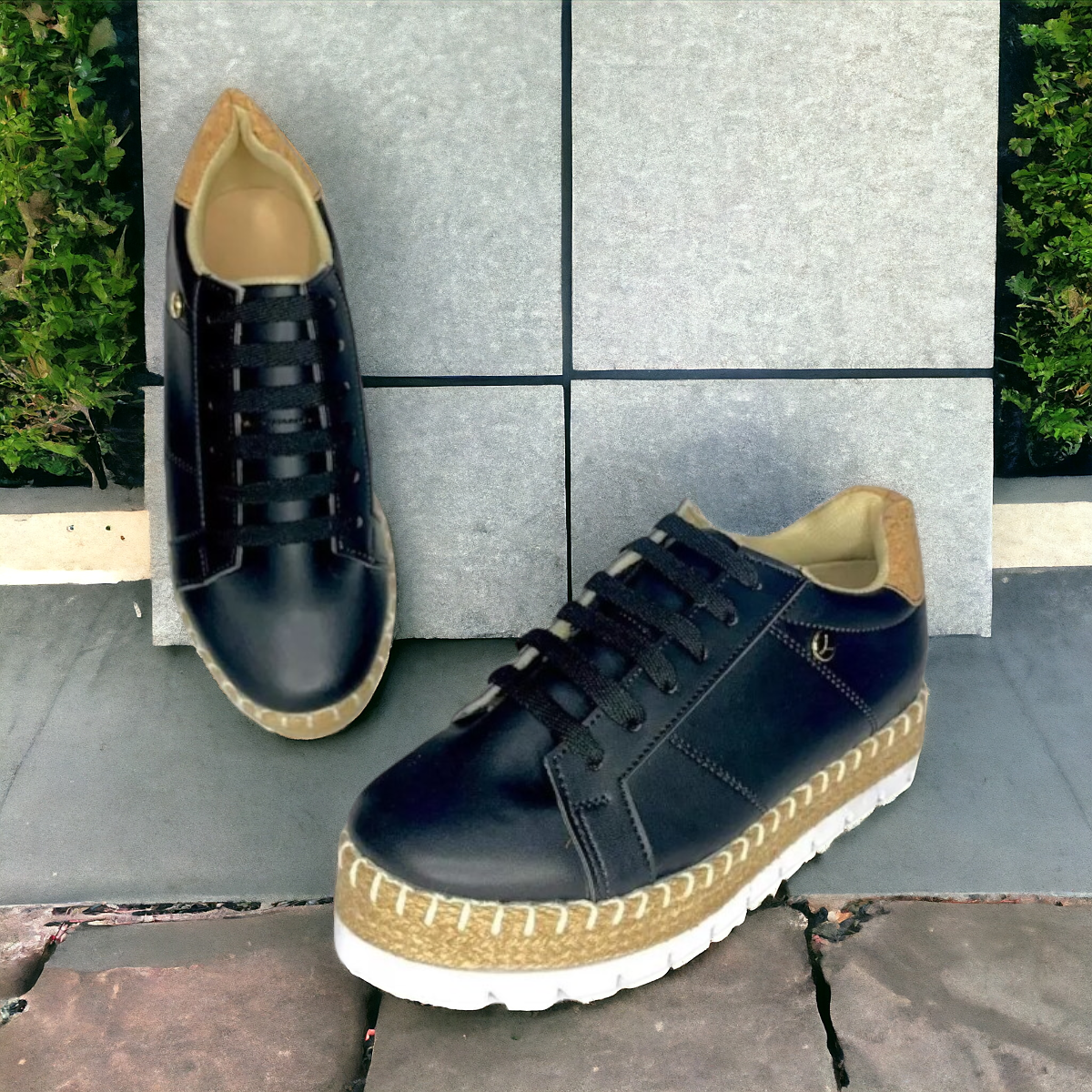 Foto 3 pulgar | Tenis De Dama Negros Plataforma Tejidos Urbanos Moda Las Cuatas