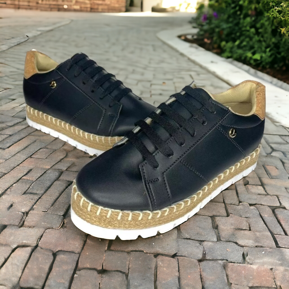 Foto 6 pulgar | Tenis De Dama Negros Plataforma Tejidos Urbanos Moda Las Cuatas