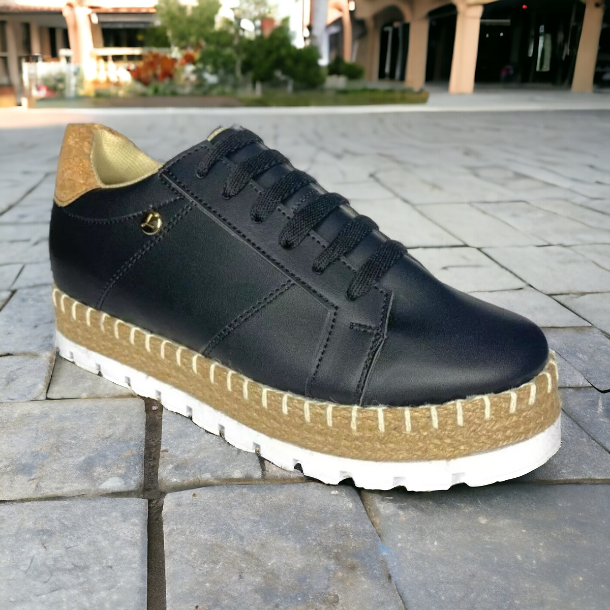 Foto 8 pulgar | Tenis De Dama Negros Plataforma Tejidos Urbanos Moda Las Cuatas
