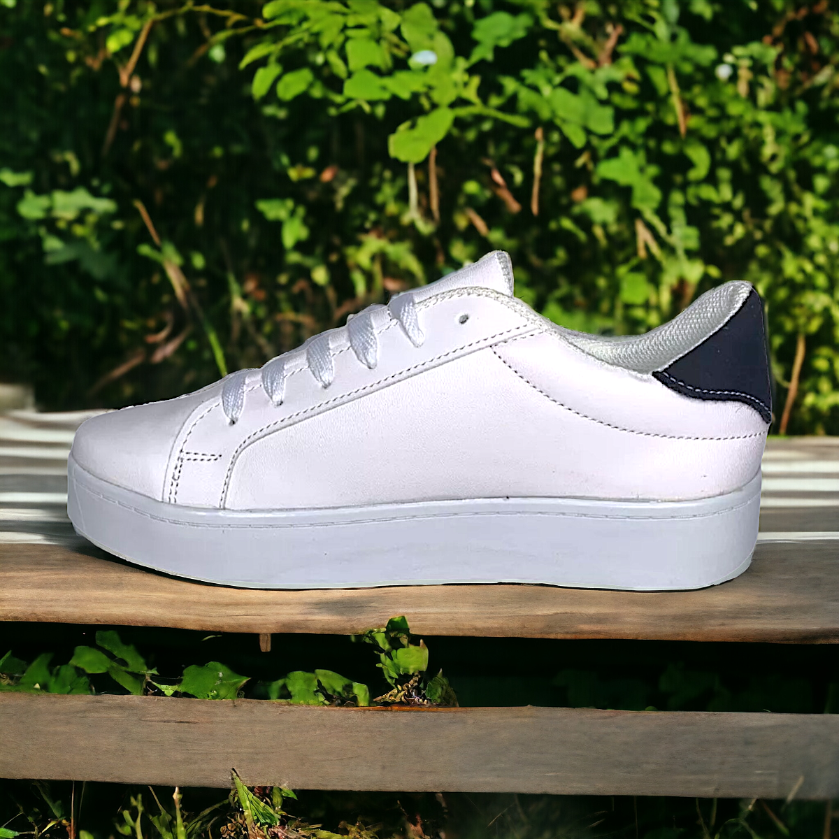 Foto 3 | Tenis De Dama Blanco Sneakers Rallas De Colores Urbanos Las Cuatas