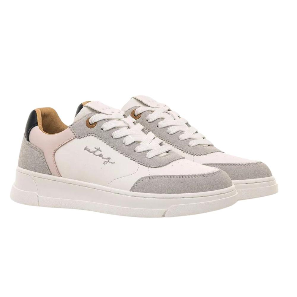 Foto 3 pulgar | Tenis Mustang Slam Gris Mujer Casual Blanco