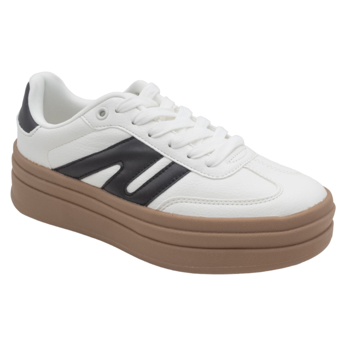 Tenis Con Cordones Exterior Piel Vegana Color Blanco Para Mujer De Rbcollection