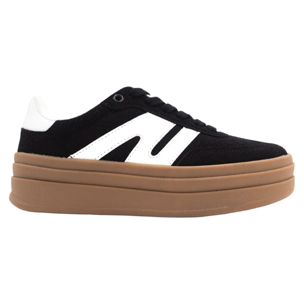 Foto 3 pulgar | Tenis Con Cordones Exterior Piel Vegana Color Negro Para Mujer De Rbcollection