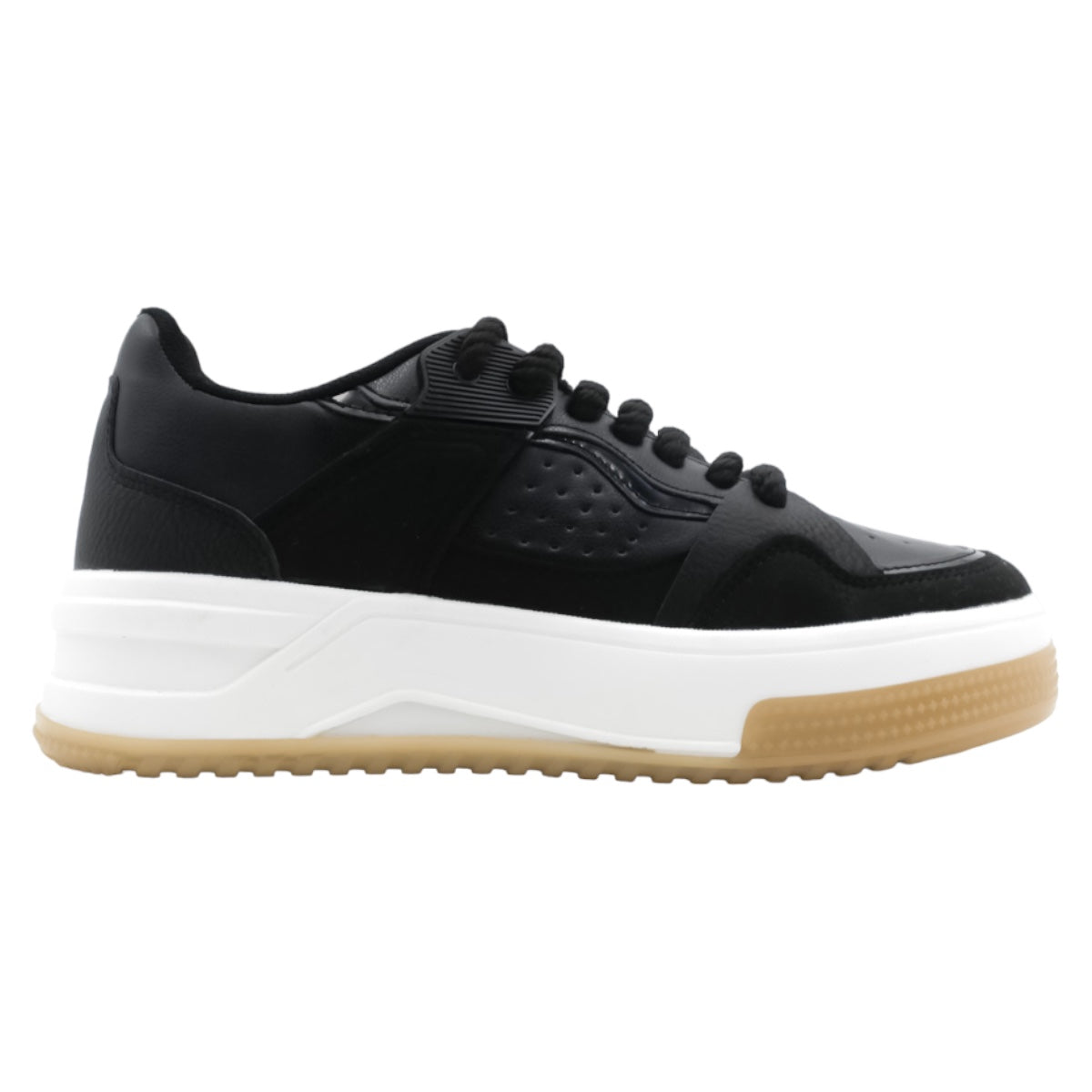 Foto 3 pulgar | Tenis Con Cordones Exterior Piel Vegana Color Negro Para Mujer De Rbcollection