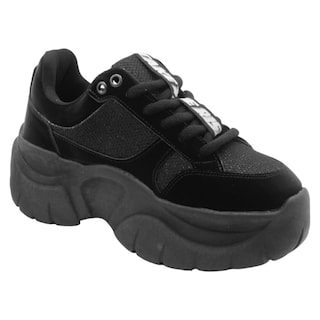 Foto 1 | Tenis Tipo Deportivo Exterior Piel Vegana Color Negro Para Mujer De Rbcollection