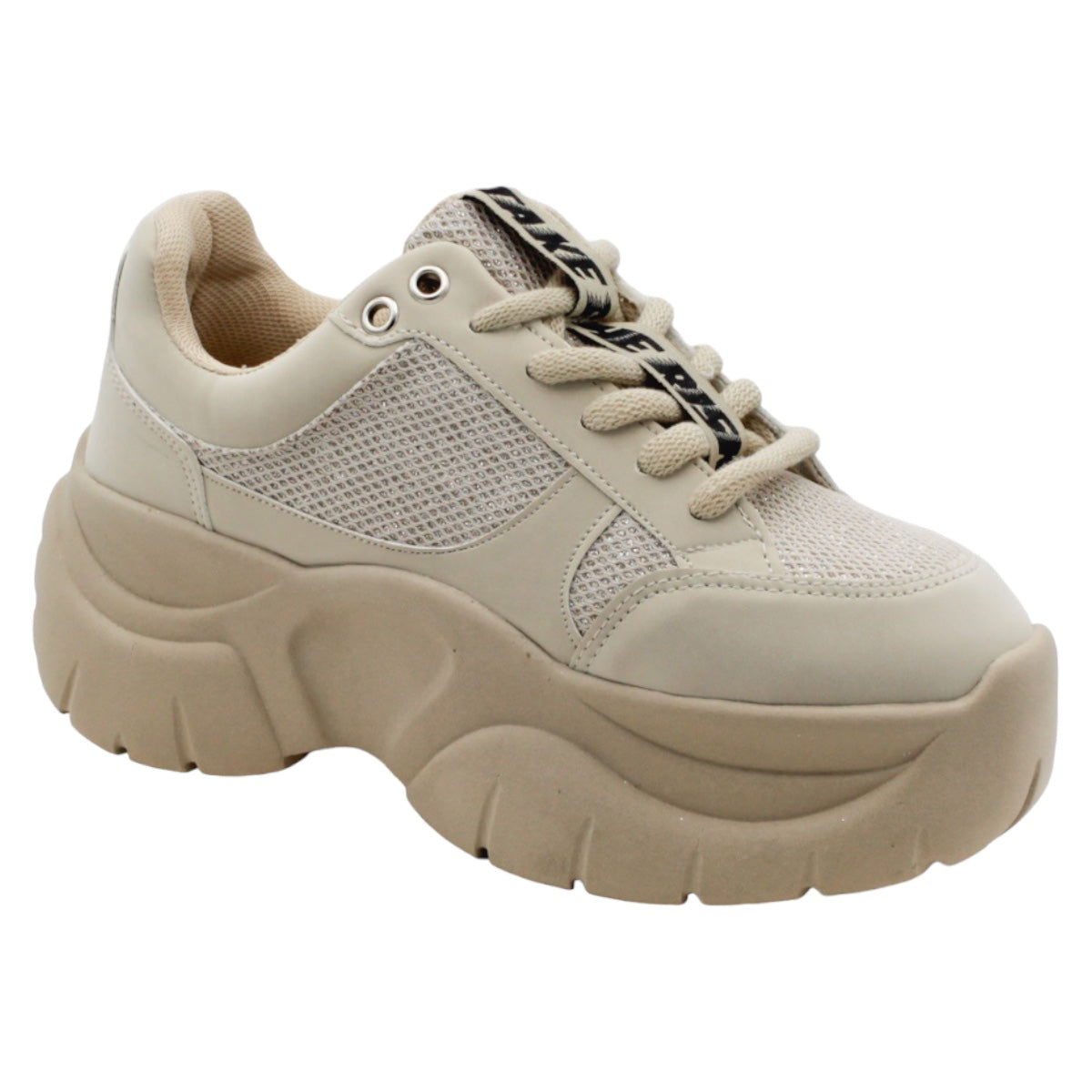 Foto 2 pulgar | Tenis Tipo Deportivo Exterior Piel Vegana Color Beige  Para Mujer De Rbcollection