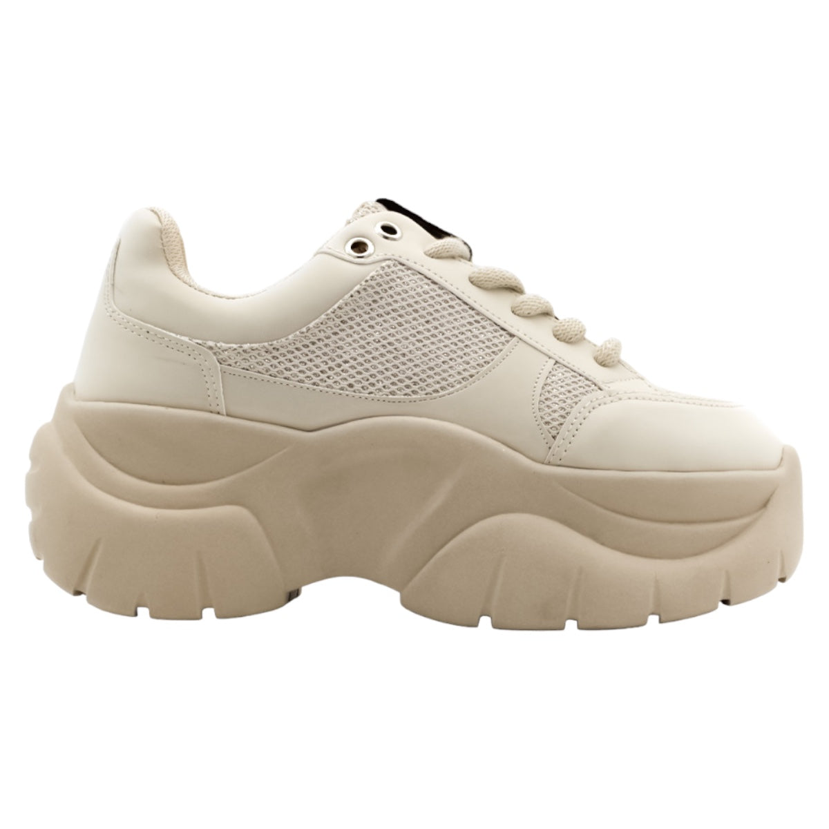 Foto 3 pulgar | Tenis Tipo Deportivo Exterior Piel Vegana Color Beige  Para Mujer De Rbcollection