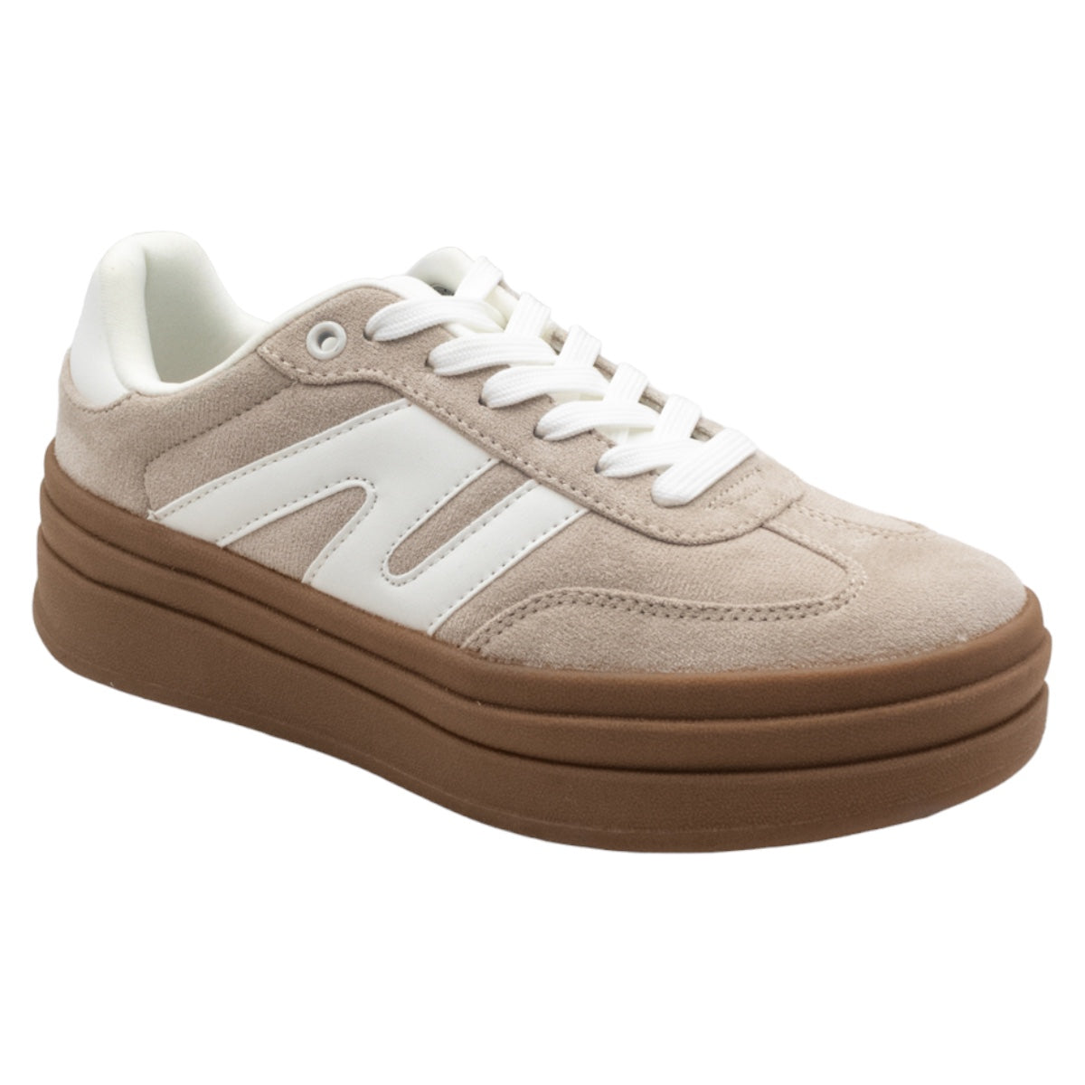 Foto 2 pulgar | Tenis Con Cordones Exterior Textil Color Beige  Para Mujer De Rbcollection