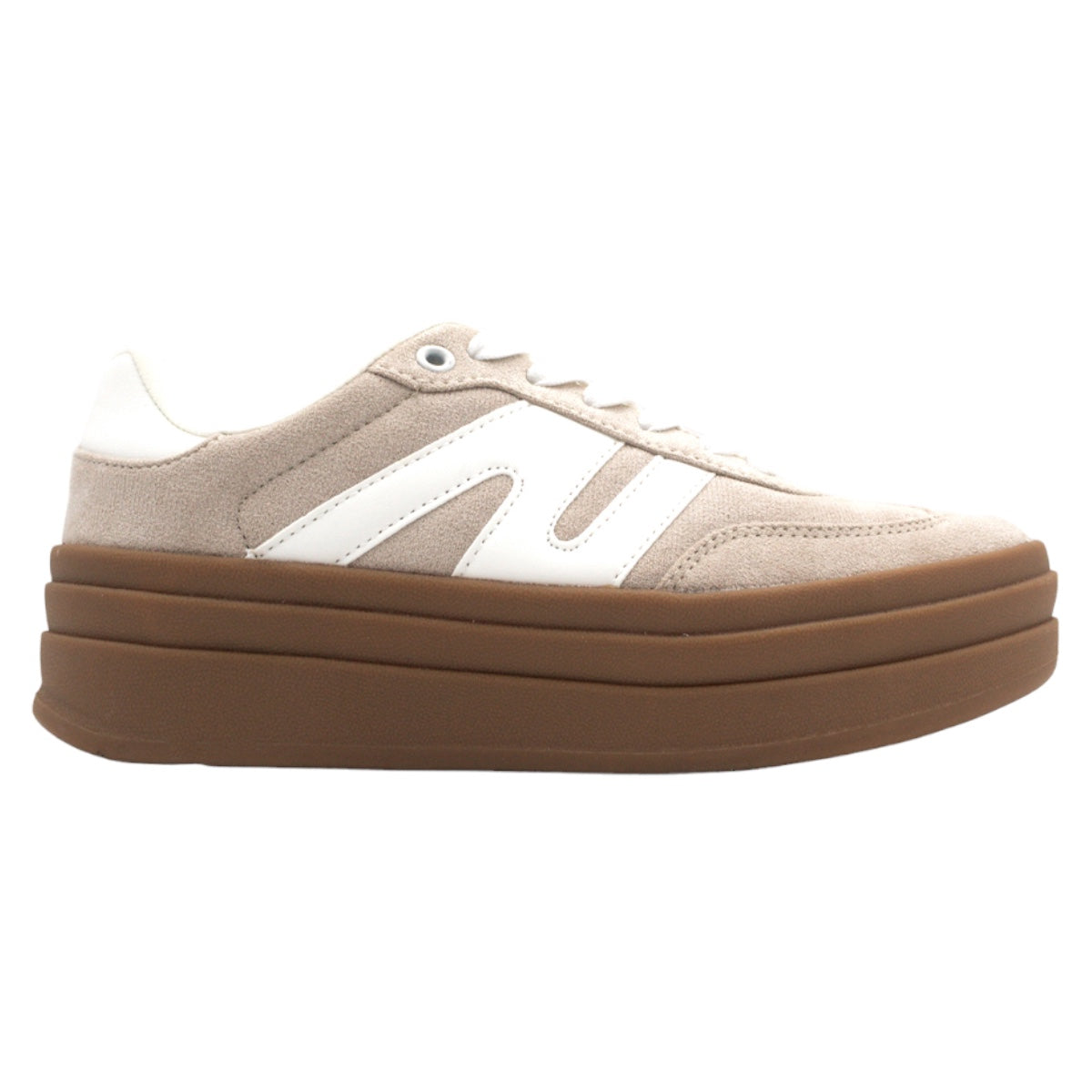 Foto 3 pulgar | Tenis Con Cordones Exterior Textil Color Beige  Para Mujer De Rbcollection