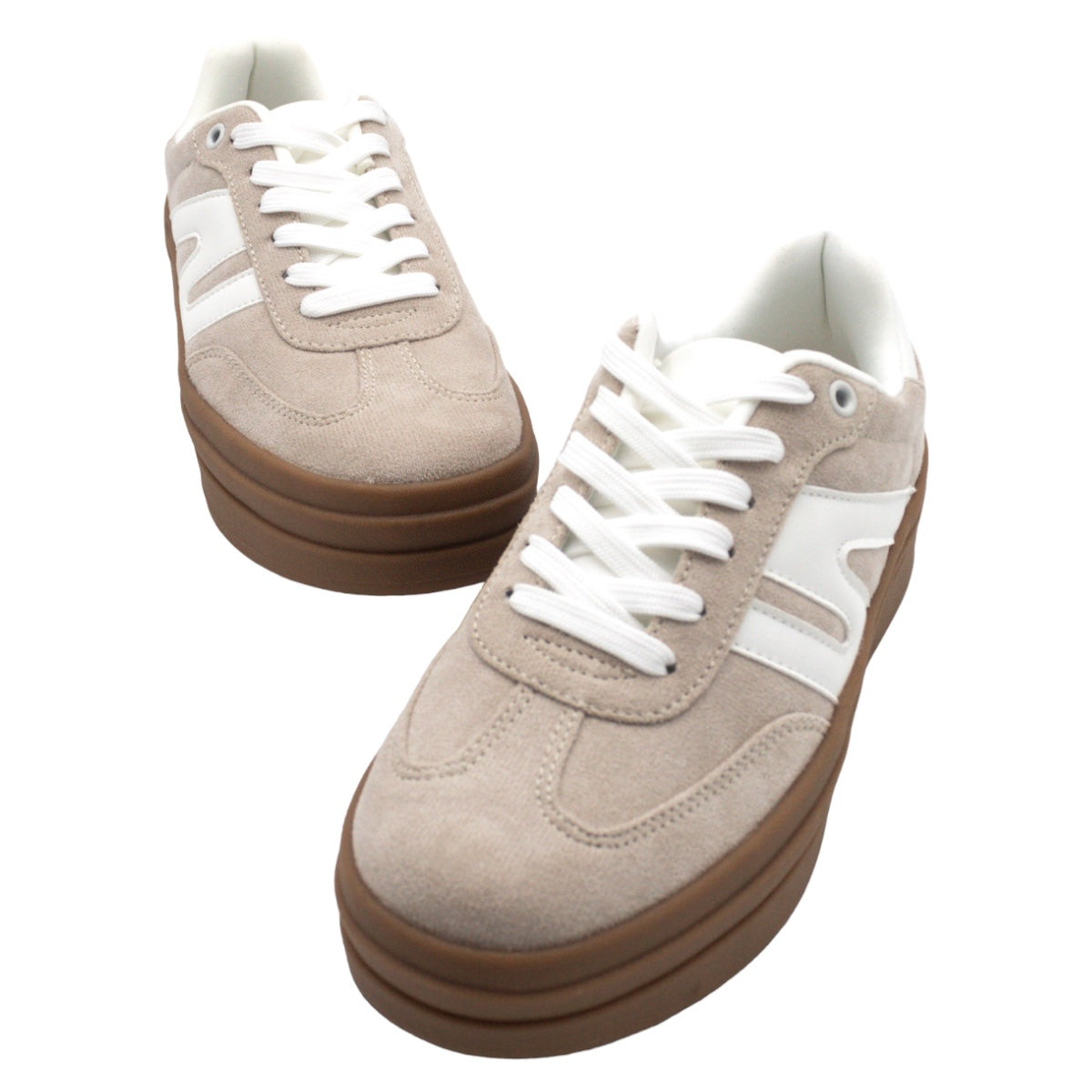Foto 6 pulgar | Tenis Con Cordones Exterior Textil Color Beige  Para Mujer De Rbcollection