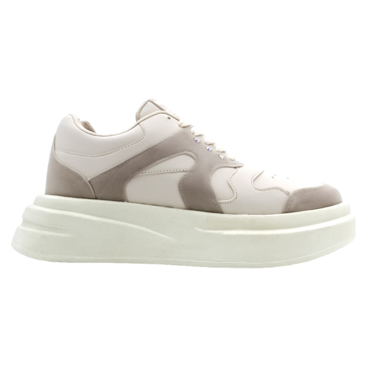 Foto 3 pulgar | Tenis Con Cordones Exterior Piel Vegana Color Beige  Para Mujer De Rbbasics