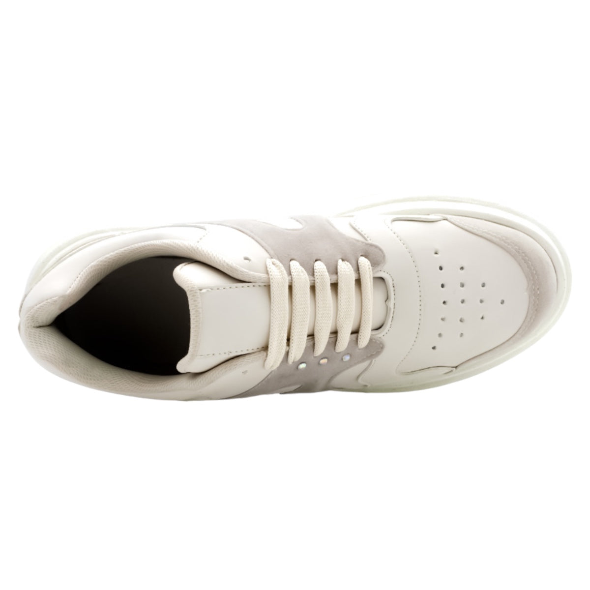 Foto 5 pulgar | Tenis Con Cordones Exterior Piel Vegana Color Beige  Para Mujer De Rbbasics
