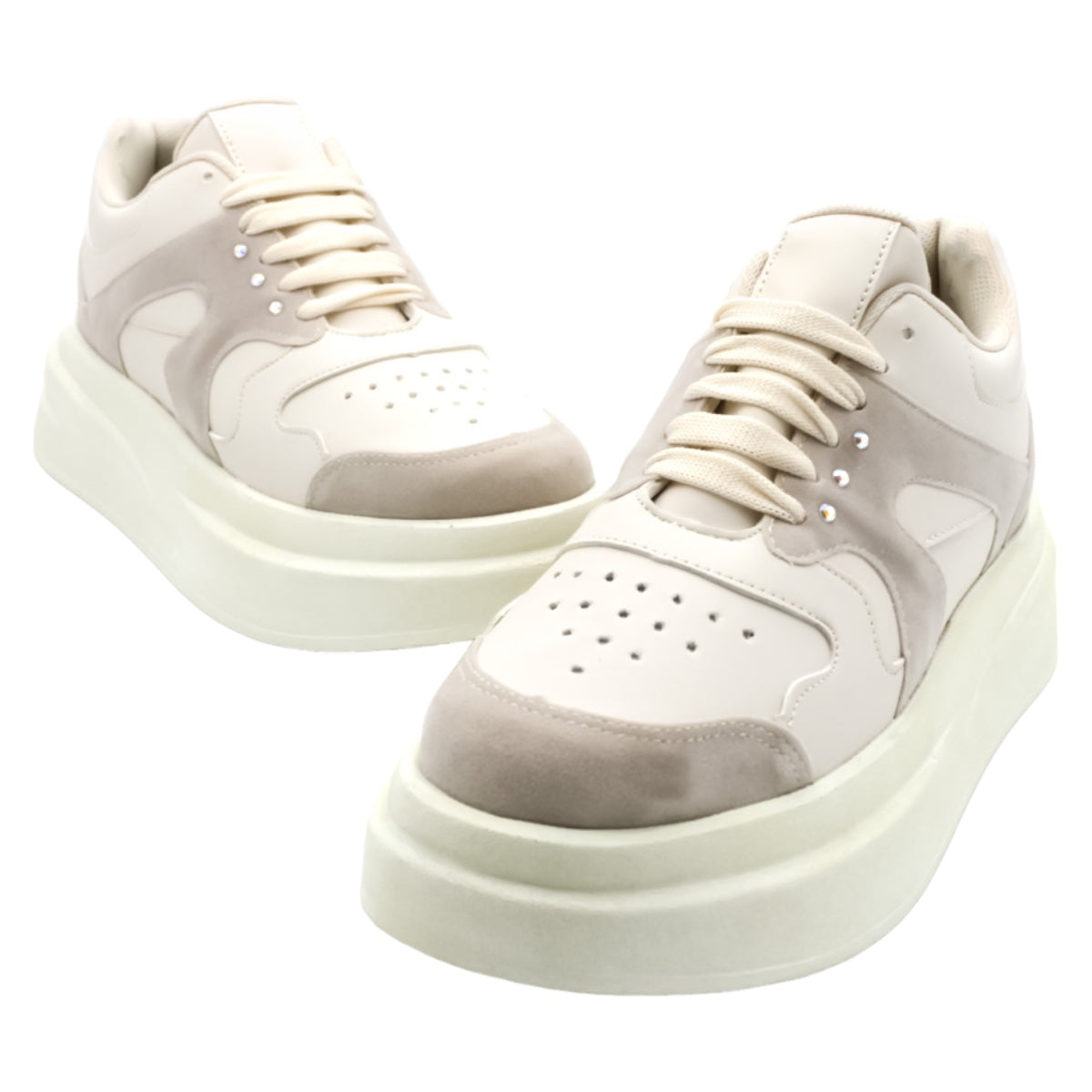 Foto 6 pulgar | Tenis Con Cordones Exterior Piel Vegana Color Beige  Para Mujer De Rbbasics