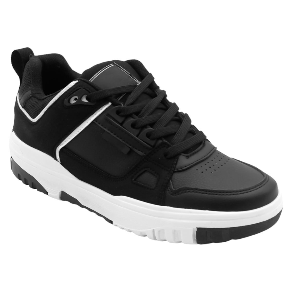 Foto 2 pulgar | Tenis Con Cordones Exterior Piel Vegana Color Negro Para Mujer De Rbcollection