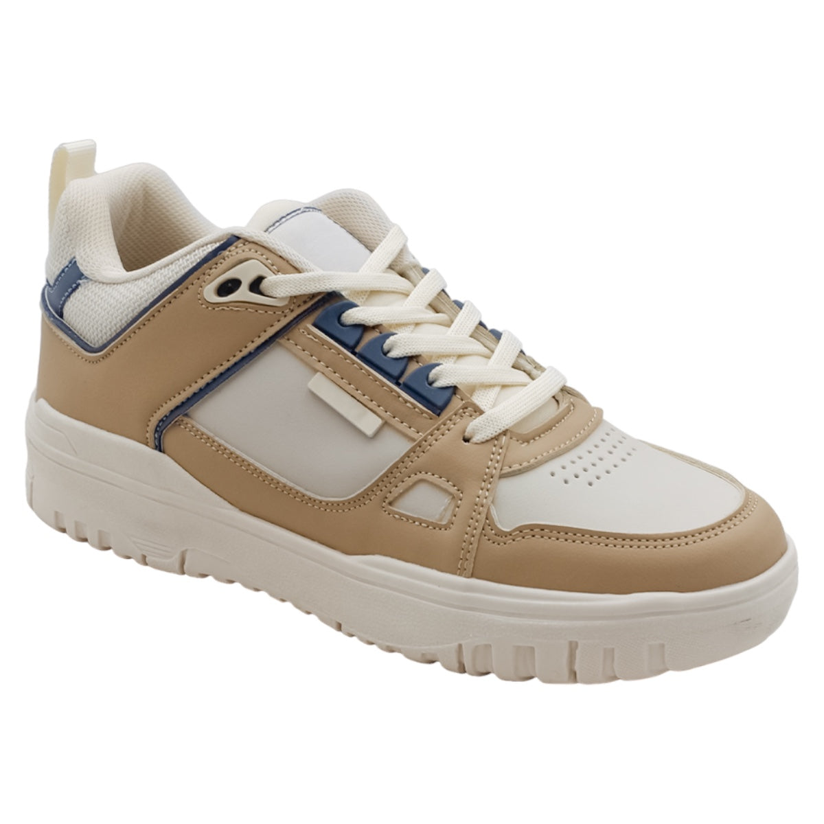 Foto 2 pulgar | Tenis Con Cordones Exterior Piel Vegana Color Beige  Para Mujer De Rbcollection