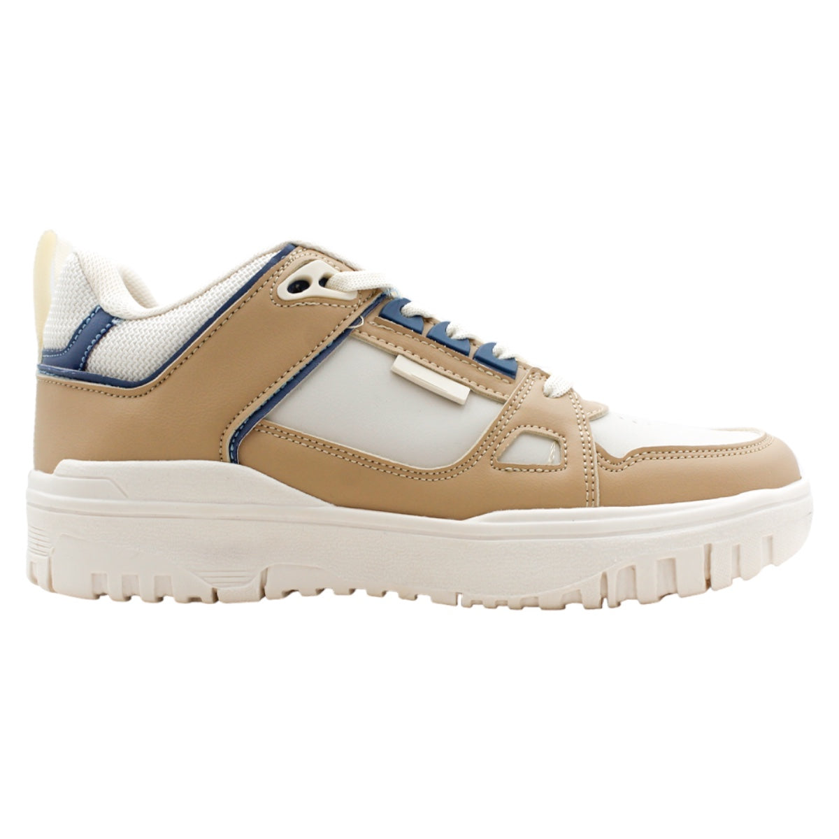 Foto 3 pulgar | Tenis Con Cordones Exterior Piel Vegana Color Beige  Para Mujer De Rbcollection