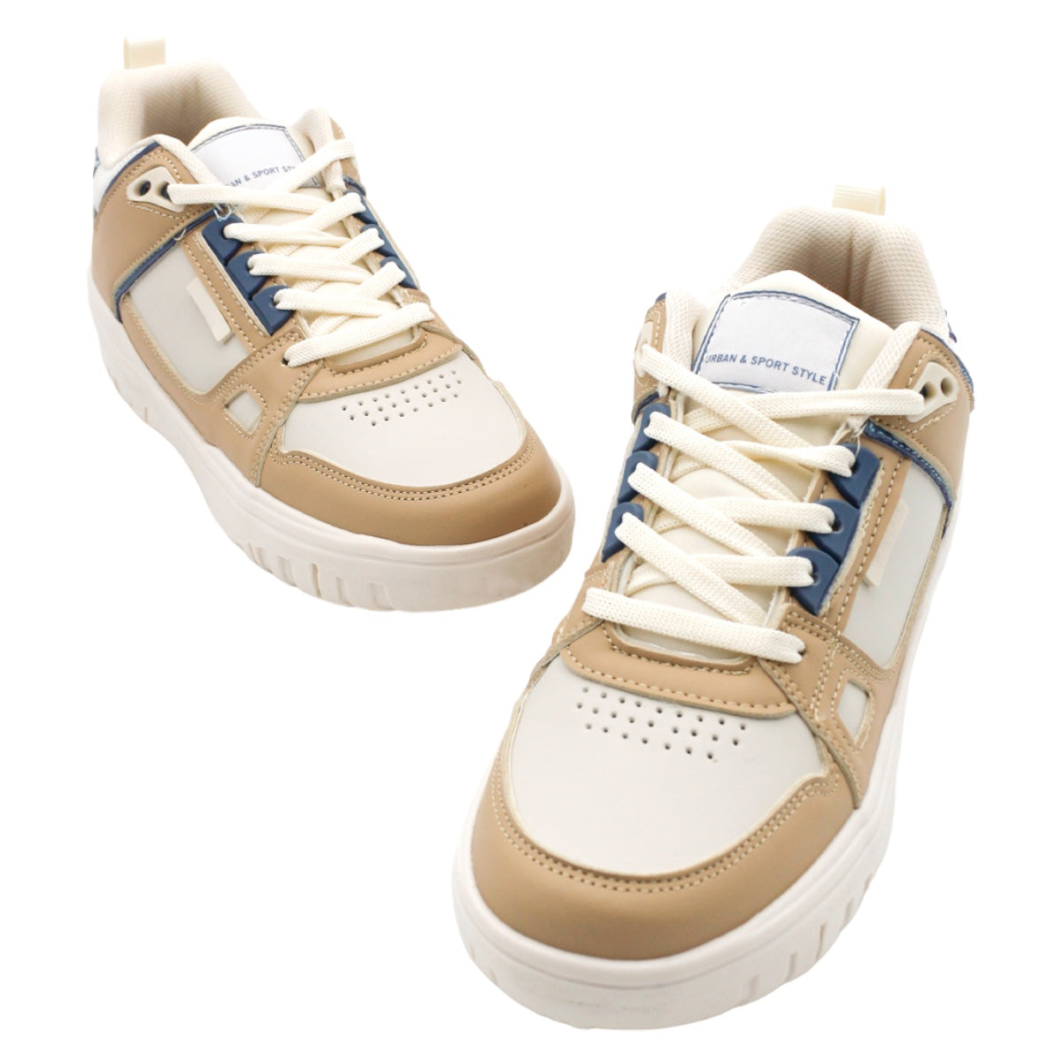 Foto 6 pulgar | Tenis Con Cordones Exterior Piel Vegana Color Beige  Para Mujer De Rbcollection