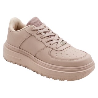 Foto 1 | Tenis Con Cordones Exterior Piel Vegana Color Rosa Para Mujer De Rbbasics