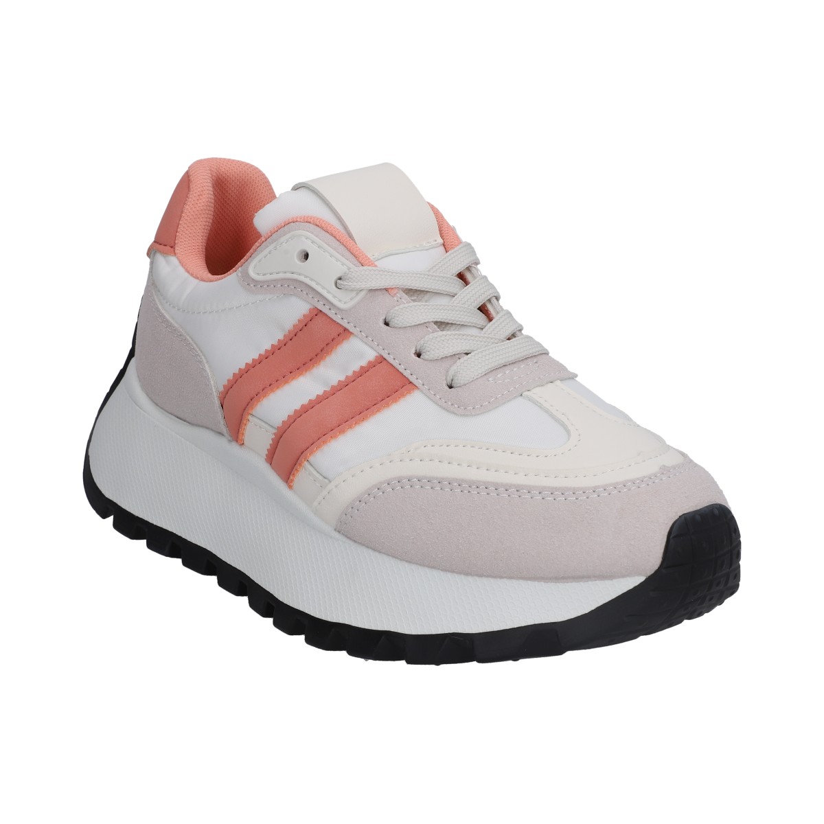 Tenis Casual Berlin Blanco Coral Con Plataforma