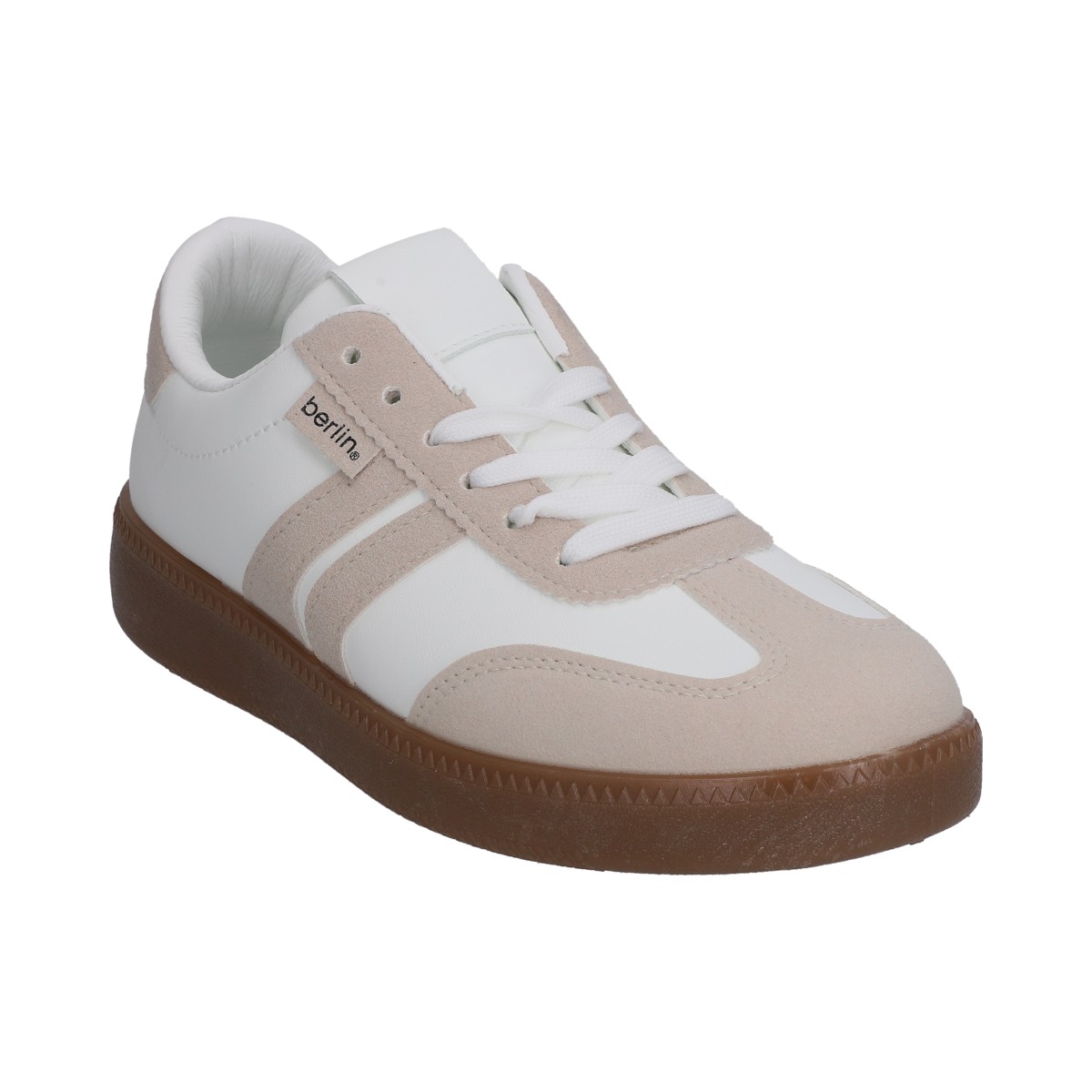 Foto 2 pulgar | Tenis Dama Berlin Casuales Blancos Y Suela Ambar