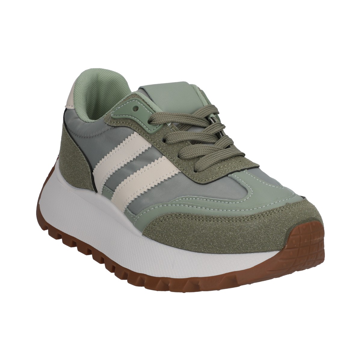 Foto 1 | Tenis Dama Berlin Casual Verde Y Blanco Suela Deportiva